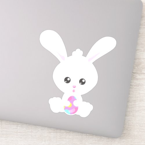 Easter Cute Bunny White Bunny Easter Eggs Sticker