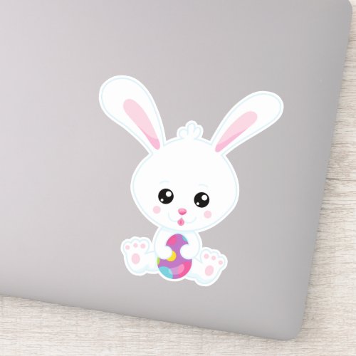 Easter Cute Bunny White Bunny Easter Eggs Sticker