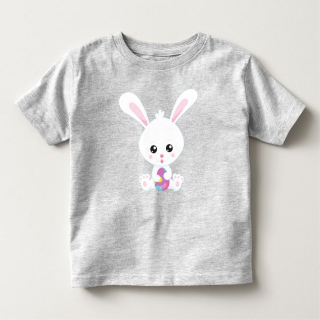 Easter, Cute Bunny, White Bunny, Easter Eggs Toddler T-shirt (Front)