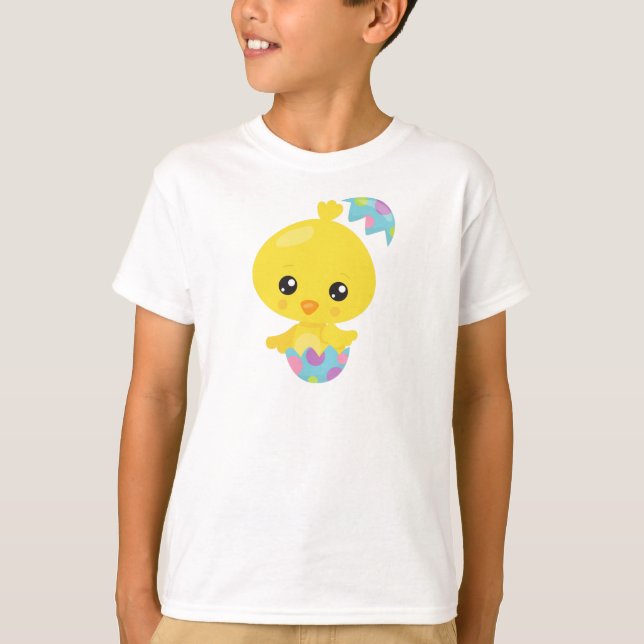 Easter, Cute Chicken, Baby Chicken, Easter Eggs T-Shirt (Front)