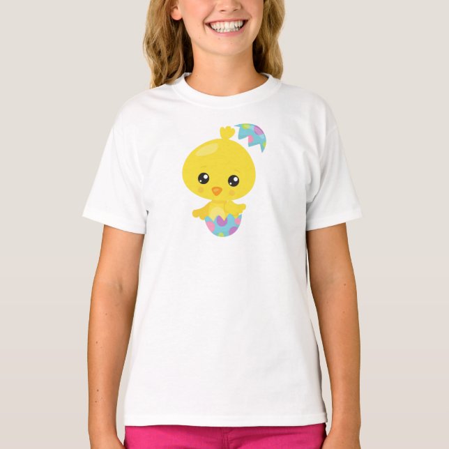 Easter, Cute Chicken, Baby Chicken, Easter Eggs T-Shirt (Front)