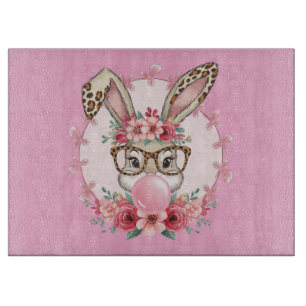 Easter Cute Floral Bunny Leopard Gift  Cutting Board