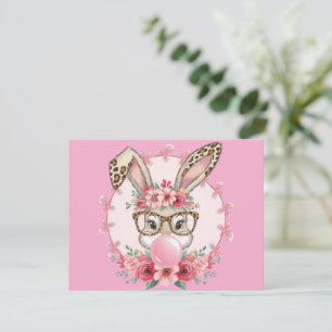 Easter Cute Floral Bunny Leopard Gift  Invitation
