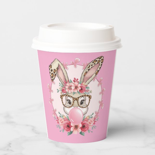 Easter Cute Floral Bunny Leopard Gift  Paper Cups (Front)