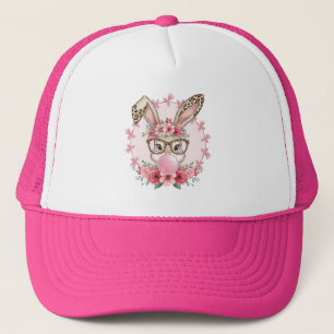 Easter Cute Floral Bunny Leopard Gift Trucker Hat