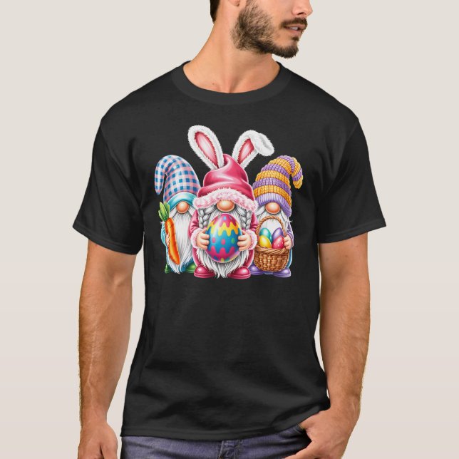 Easter Cute Gnomes Crew Bunny Ears Egg Hunt  T-Shirt (Front)