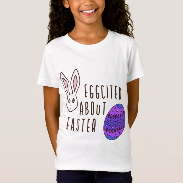 Easter Cute Humorous Eggcited About Easter Pun T-Shirt (Front)