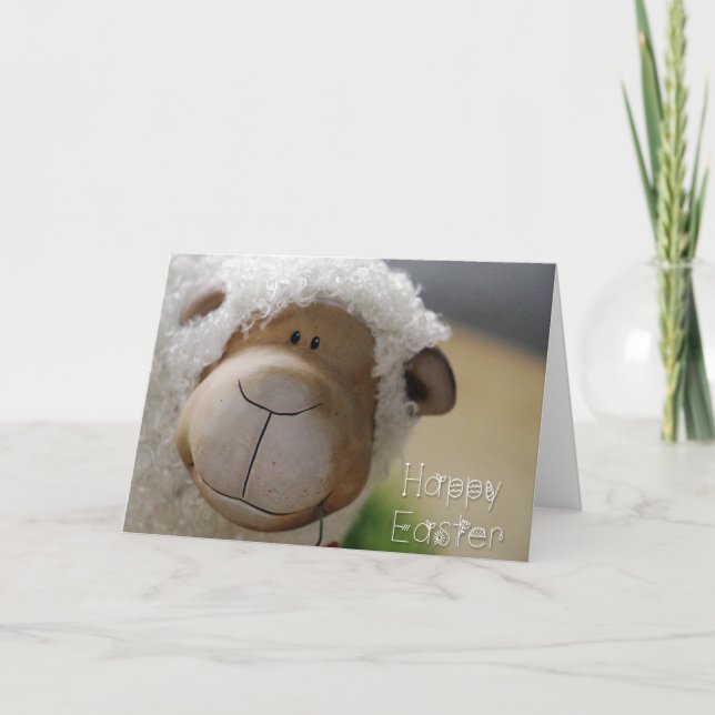 Easter - Cute Sheep "Happy Easter" All Sizes Holiday Card (Front)