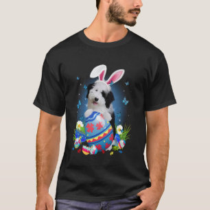 Easter Cute Sheepadoodle Dog Lover Bunny Eggs East T-Shirt