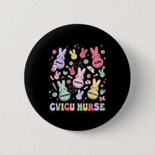 Easter Cvicu Cardiac Nurse Bunny Pediatric Retro C Button