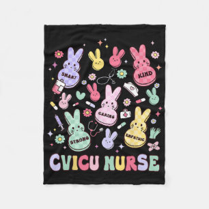 Easter Cvicu Cardiac Nurse Bunny Pediatric Retro C Fleece Blanket
