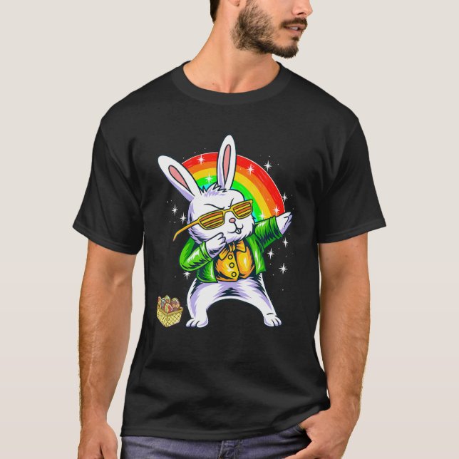 Easter Dabbing Rabbit St Patricks Day Eggs Bunny R T-Shirt (Front)