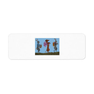  Easter Dachshund and bunnies marching Label
