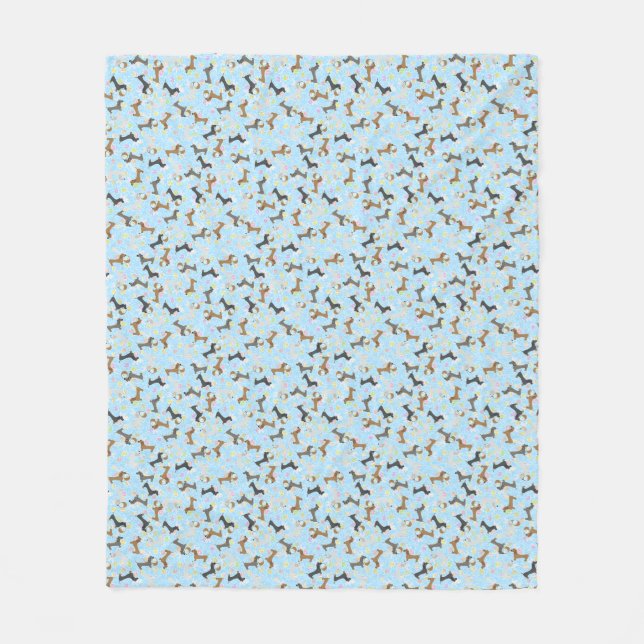 Easter Dachshund (Blue) Fleece Blanket (Front)