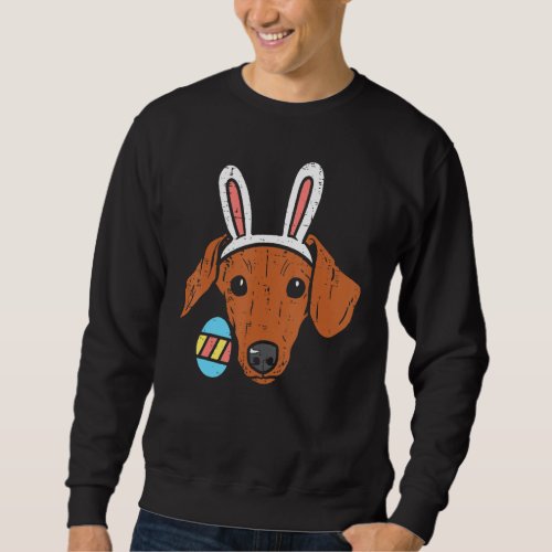 Easter Dachshund Bunny Ears Wiener Weiner Dog Men  Sweatshirt