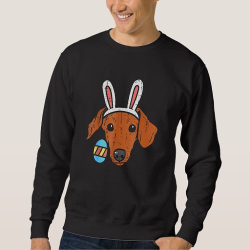 Easter Dachshund Bunny Ears Wiener Weiner Dog Men  Sweatshirt