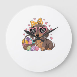 Easter Dachshunds Cute Dachshund T-Shirt Large Clock