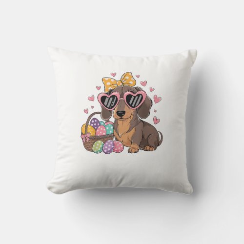 Easter Dachshunds Cute Dachshund T-Shirt Throw Pillow