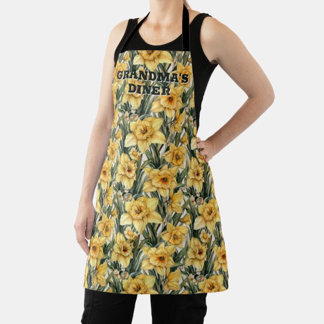 Easter Daffodil Floral Pattern Gift for Grandma Apron (Insitu)