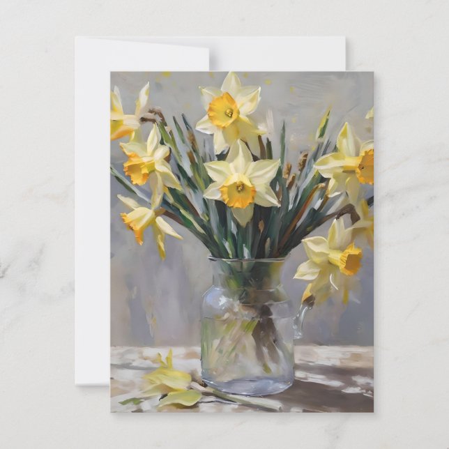 Easter Daffodils D - Oils Holiday Card (Front)