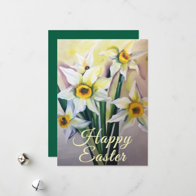 Easter Daffodils Holiday Card (Front/Back In Situ)