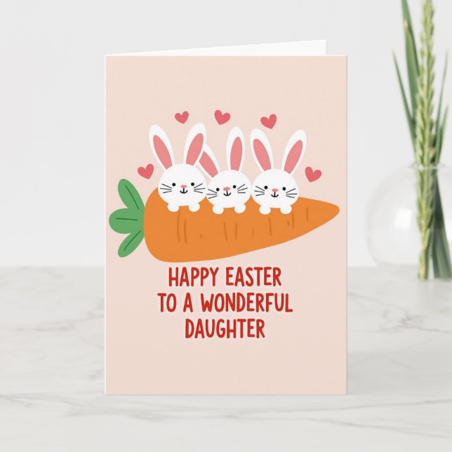 Easter Daughter Rabbits Joy Card (Front)