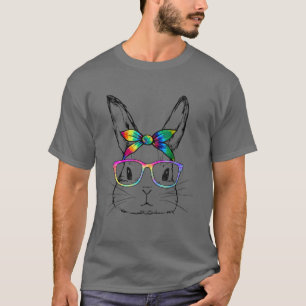 Easter Day 2022 Dy Cute Bunny Face Tie Dye Glasses T-Shirt
