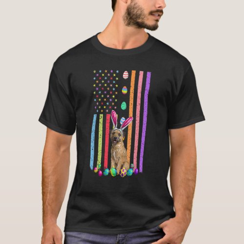 Easter Day American Eggs Flag Border Terrier Dog T_Shirt