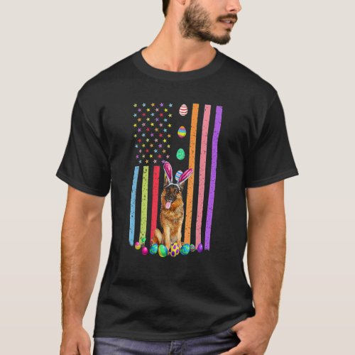 Easter Day American Eggs Flag German Shepherd Dog T_Shirt