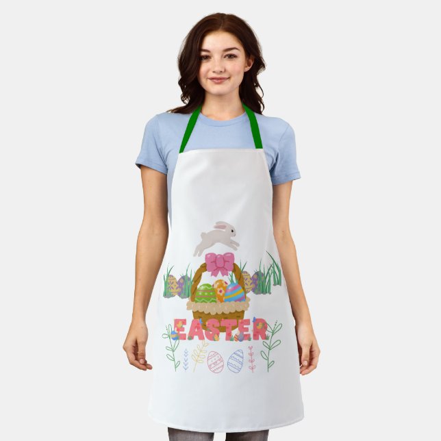 Easter Day Apron – Cute Bunny & Egg Design (Worn)
