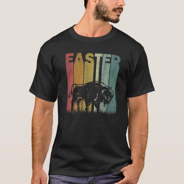 Easter Day Bison Retro Graphic Funny Easter Costum T-Shirt (Front)
