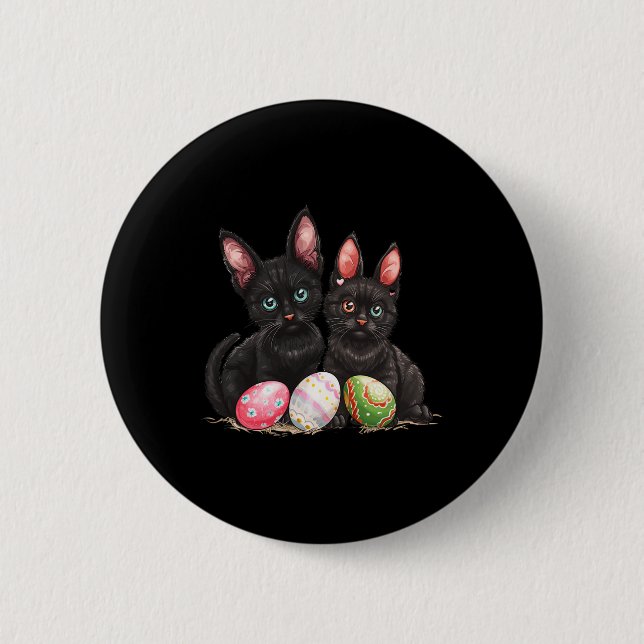 Easter Day Black Cat Easter Black Cat Easter Egg 1 Button (Front)