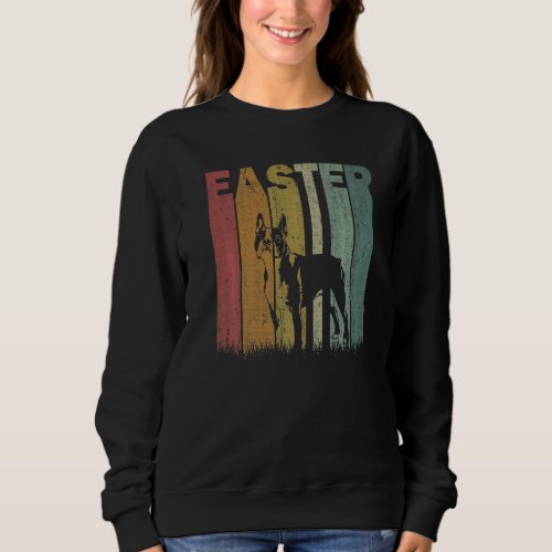 Easter Day Boston Terrier Retro Graphic  Easter Co Sweatshirt
