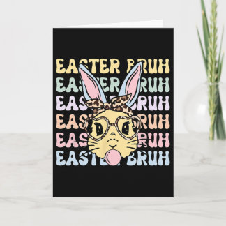Easter Day Bruh Funny Bunny Ears Leopard Byndana W Card