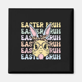 Easter Day Bruh Funny Bunny Ears Leopard Byndana W Magnet