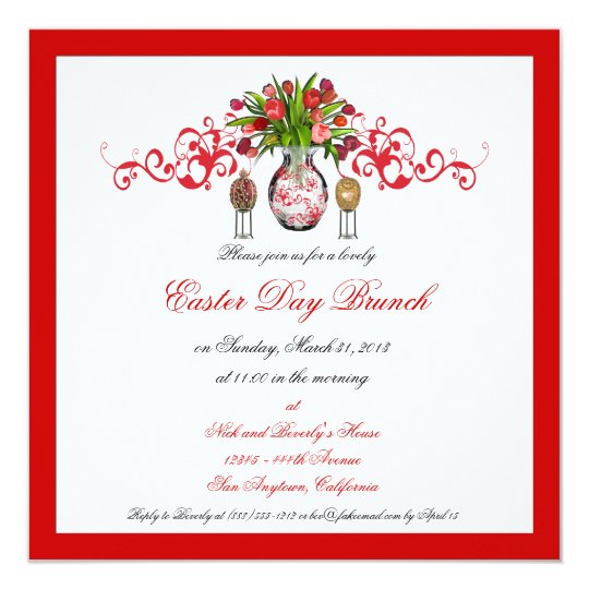 Easter Day Brunch Custom Invitations with Border