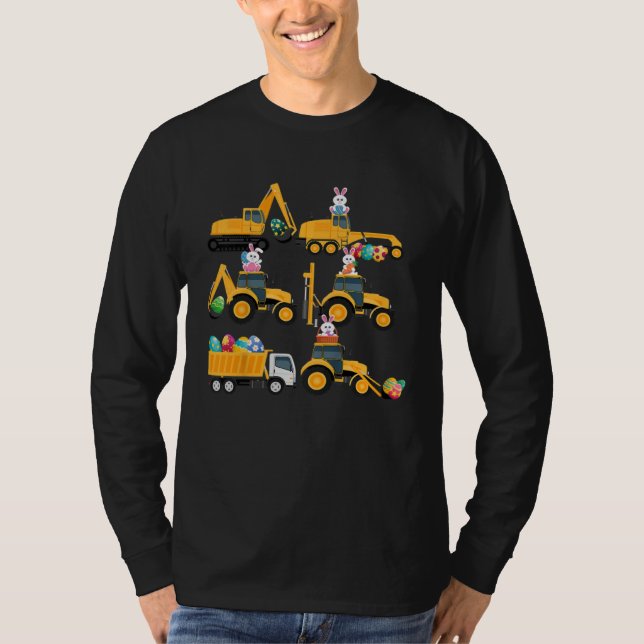 Easter day Bunny Construction Trucks  Boys Kids To T-Shirt (Front)