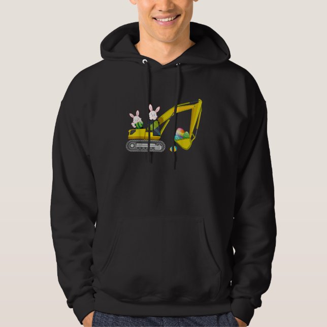 Easter Day Bunny Construction Trucks Eggs Boys Kid Hoodie (Front)