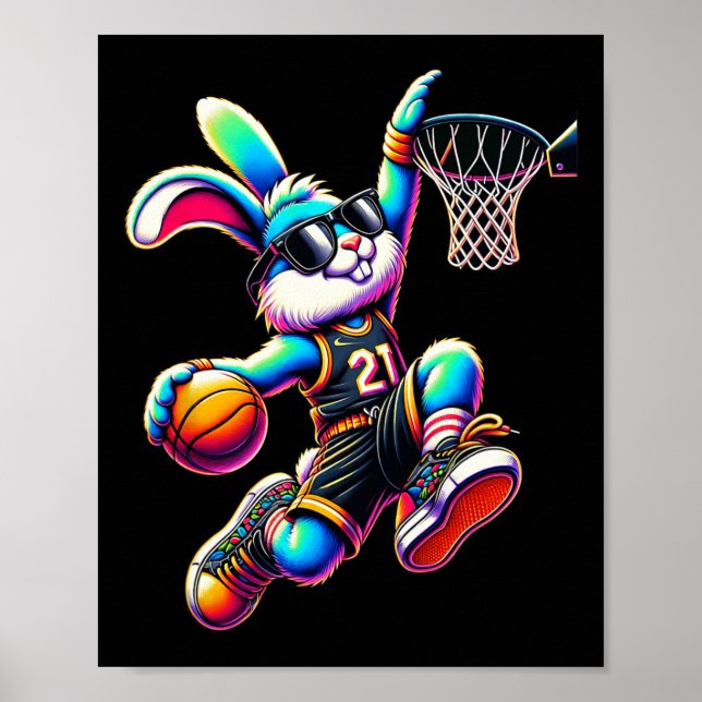 Easter Day Bunny Dunking Sketll Shirts For Boys Ki Poster (Front)