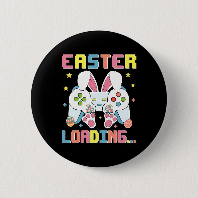 Easter Day Bunny Easter Loading Video Game Boys Gi Button (Front)