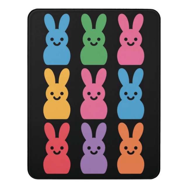 Easter Day Bunny Eggs Plaid Leopard Door Sign (Contemporary Vert)