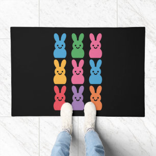 Easter Day Bunny Eggs Plaid Leopard Doormat