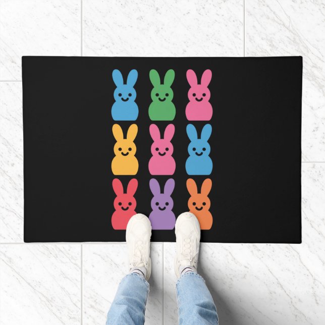 Easter Day Bunny Eggs Plaid Leopard Doormat (Indoor)