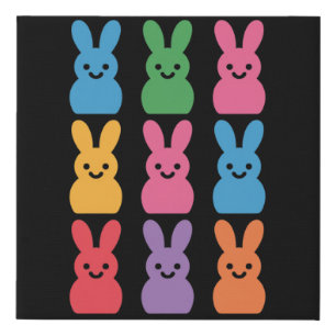 Easter Day Bunny Eggs Plaid Leopard Faux Canvas Print