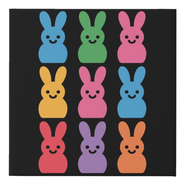 Easter Day Bunny Eggs Plaid Leopard Faux Canvas Print (Front)