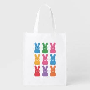 Easter Day Bunny Eggs Plaid Leopard Grocery Bag