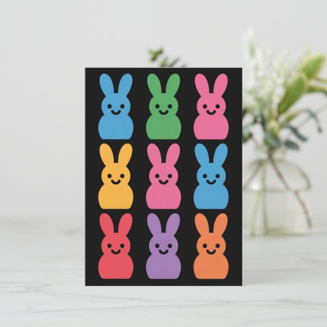 Easter Day Bunny Eggs Plaid Leopard Holiday Card (Standing Front)