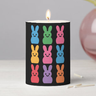 Easter Day Bunny Eggs Plaid Leopard Pillar Candle