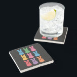 Easter Day Bunny Eggs Plaid Leopard Stone Coaster<br><div class="desc">Easter Day Bunny Eggs Plaid Leopard</div>