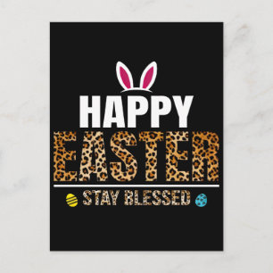 Easter Day Bunny Eggs Plaid Leopard T-Shirt Holiday Postcard